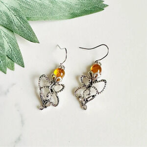 2/$30🌵 Amber Color Stone Octopus Squid Earrings Tentacle Earrings Silver NEW